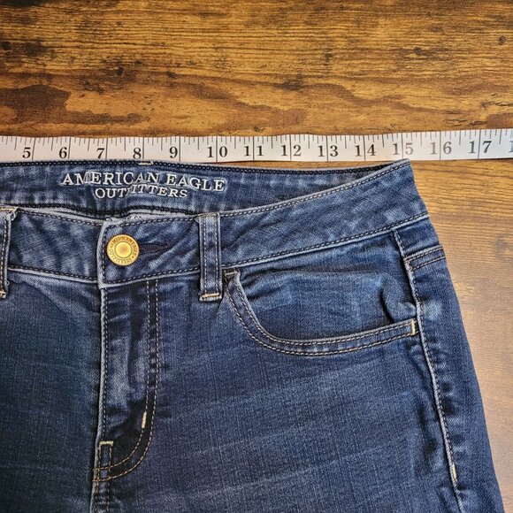 American Eagle Jeans 8 XL Super Stretch Jegging Low Rise Medium Dark Wash Denim - Picture 6 of 11